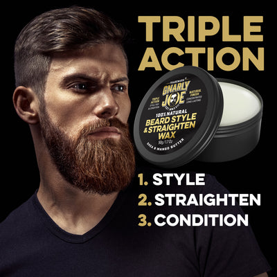 Beard Styling & Straightening Wax. 100% Natural Ingredients. Shea Nut and Mango Butter